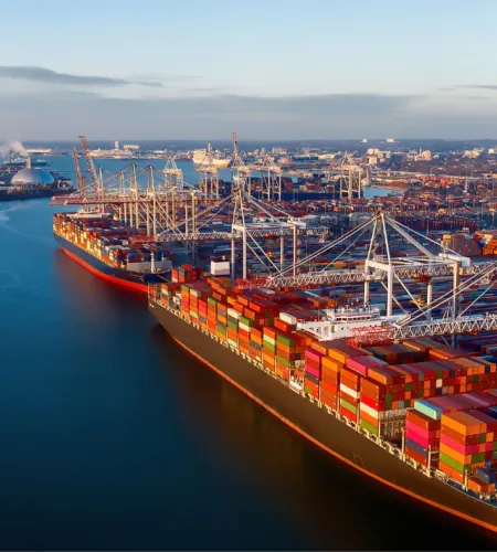 Cargo ship being loaded
