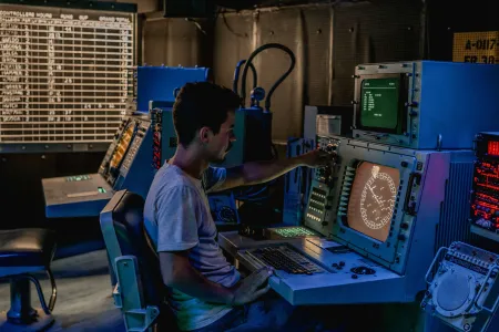 A man training with maritime equipment